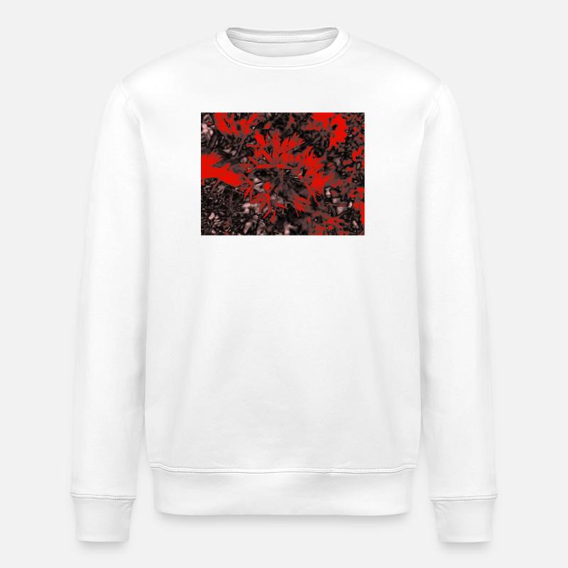 Crimson Branches in Noir Bloom - Stanley/Stella Unisex Bio-Sweatshirt ROLLER - Weiß