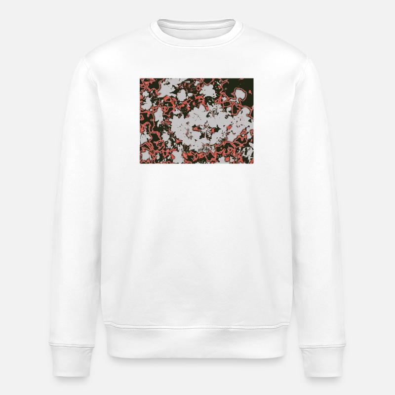 Red Nebula Abstract Pattern - Stanley/Stella ROLLER Unisex Organic Sweatshirt - white