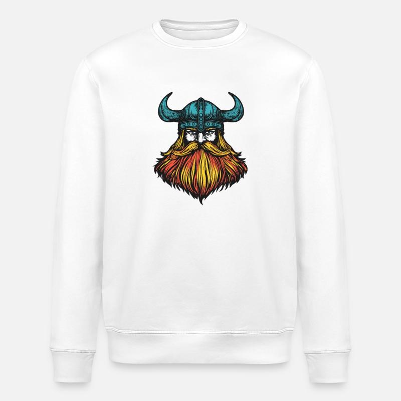Viking Head - Stanley/Stella ROLLER Unisex Organic Sweatshirt - white