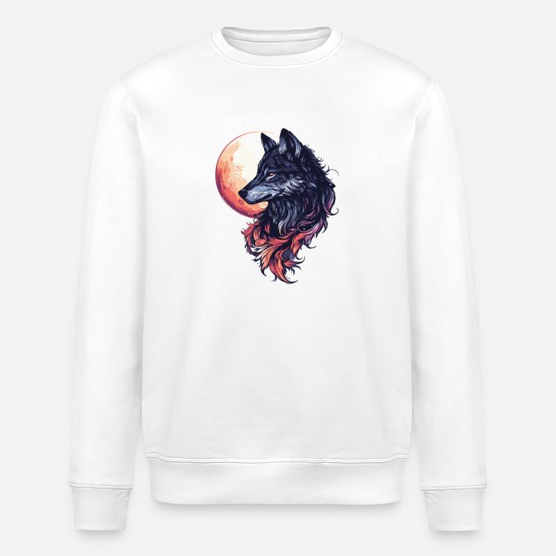 Wolf Moon - Stanley/Stella ROLLER Unisex Organic Sweatshirt - white