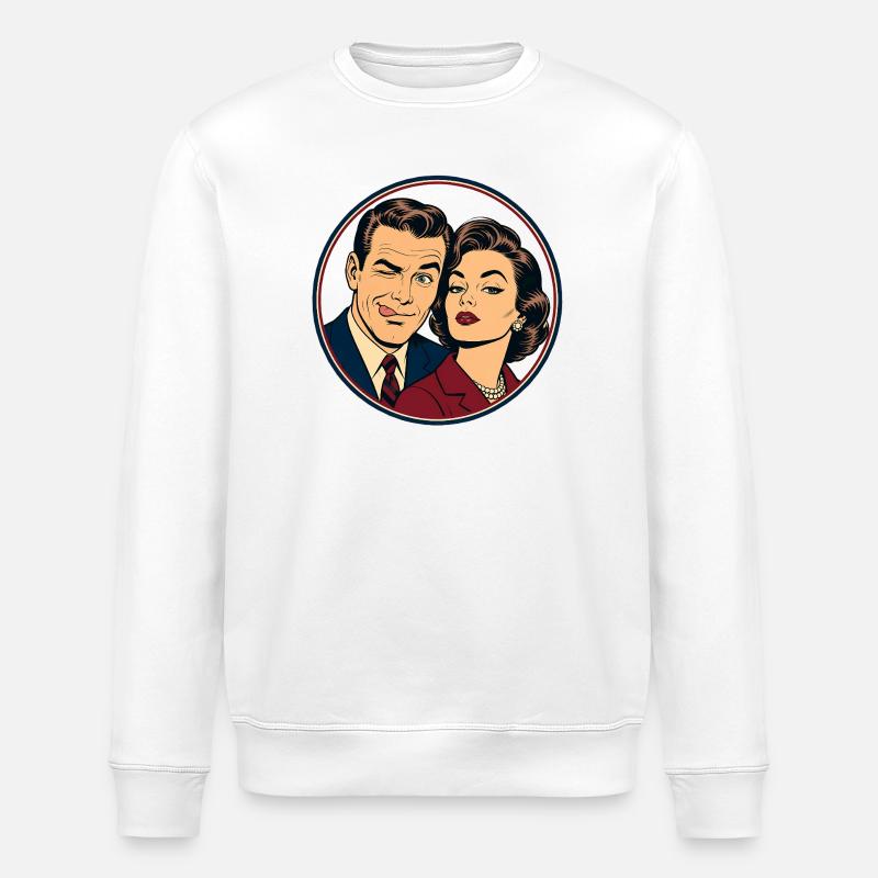 Retro Pop Paar Winking Duo - Stanley/Stella Unisex Bio-Sweatshirt ROLLER - Weiß