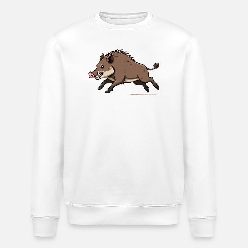 Wild boar runs - Stanley/Stella ROLLER Unisex Organic Sweatshirt - white