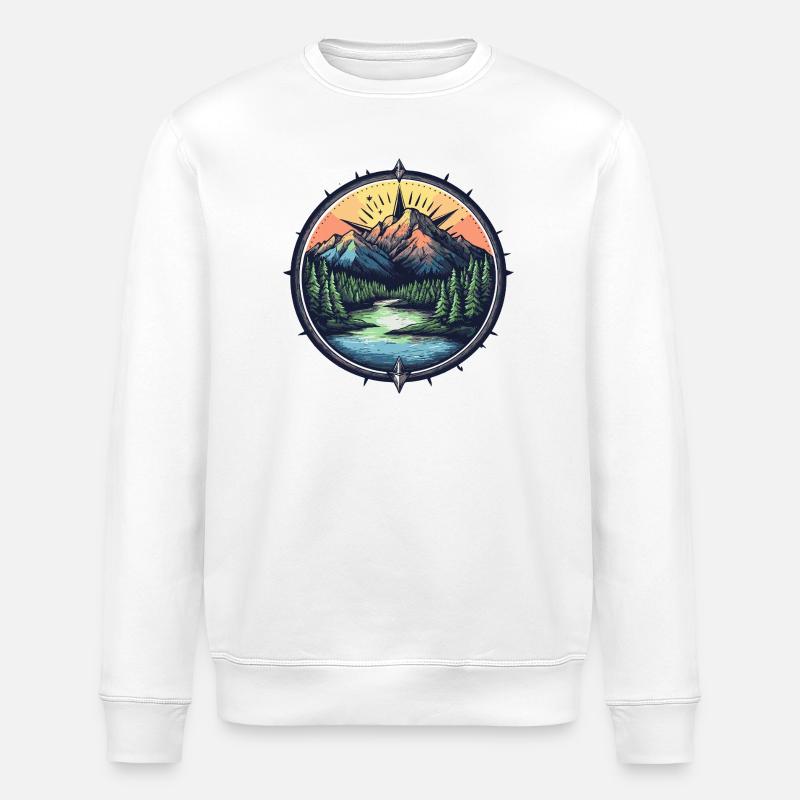 Mountains Compass - Stanley/Stella ROLLER Unisex Organic Sweatshirt - white