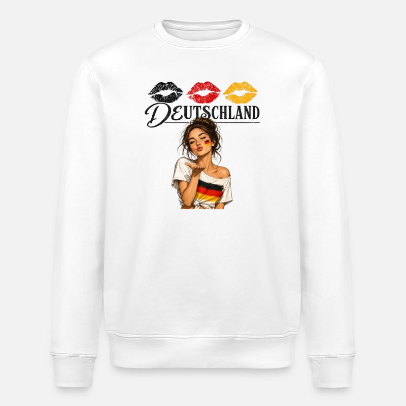 Deutschland Flaggenlippen Kunst - Stanley/Stella Unisex Bio-Sweatshirt ROLLER - Weiß