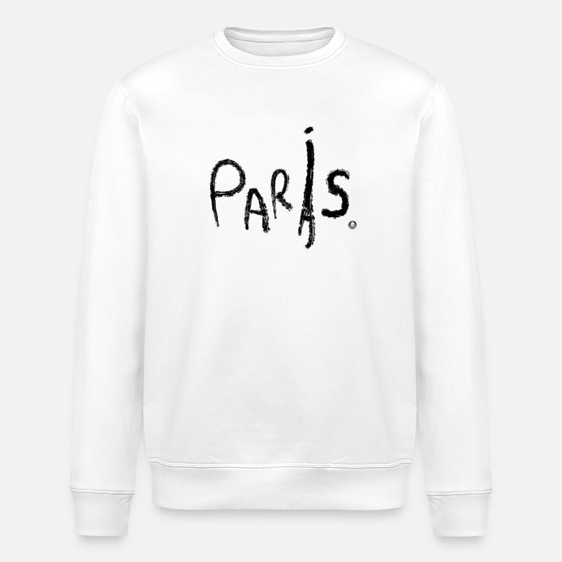Paris Hand Drawn Saying - Stanley/Stella ROLLER Unisex Organic Sweatshirt - white