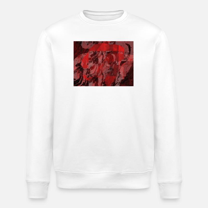 Red Marble Square Overlay - Stanley/Stella ROLLER Unisex Organic Sweatshirt - white