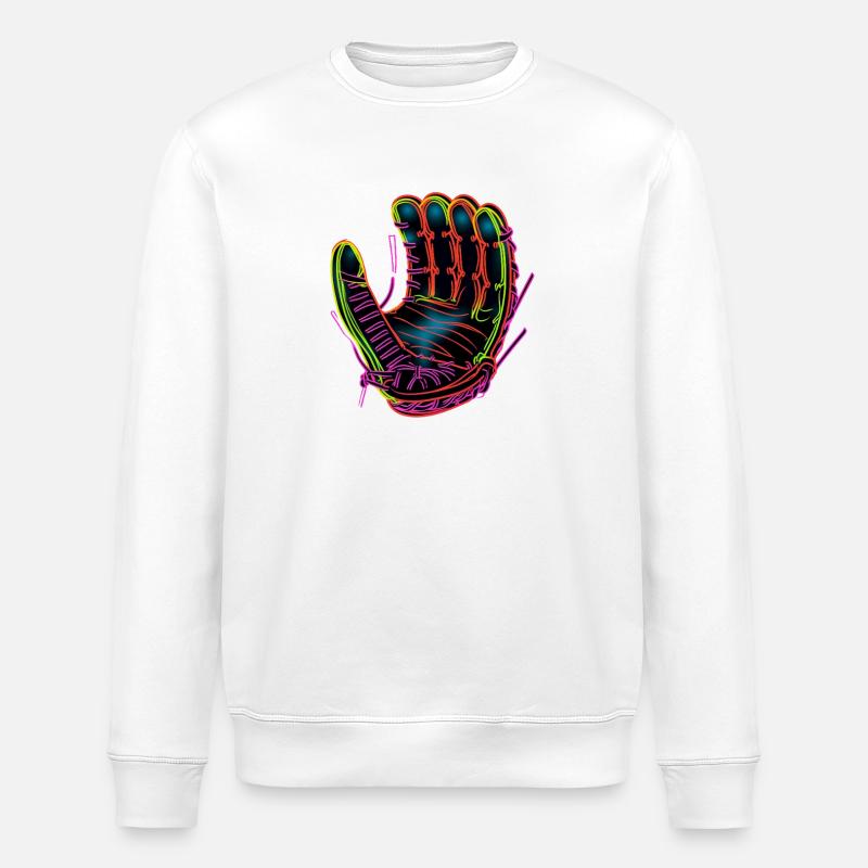 Baseball Glove Synthwave - Stanley/Stella ROLLER Unisex Organic Sweatshirt - white