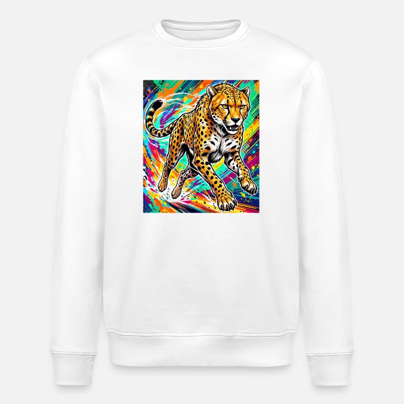 cheetah - Stanley/Stella ROLLER Unisex Organic Sweatshirt - white