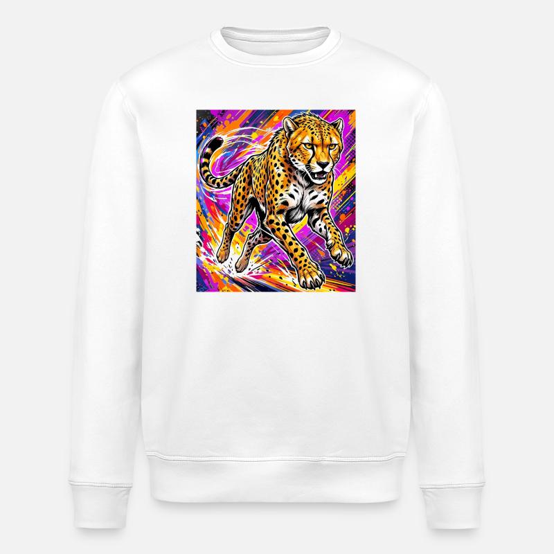 cheetah - Stanley/Stella ROLLER Unisex Organic Sweatshirt - white
