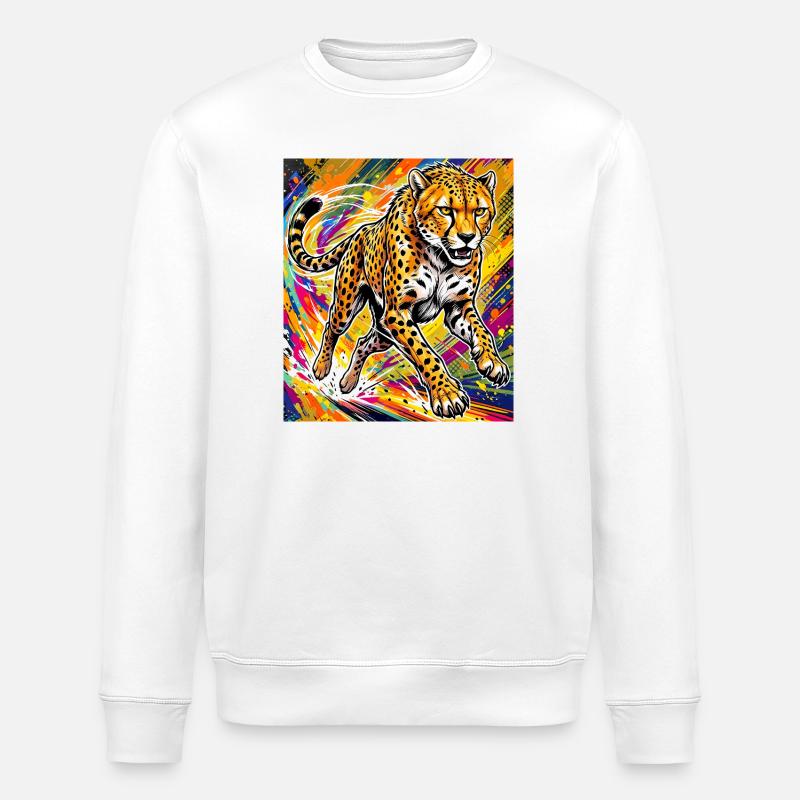 cheetah - Stanley/Stella ROLLER Unisex Organic Sweatshirt - white