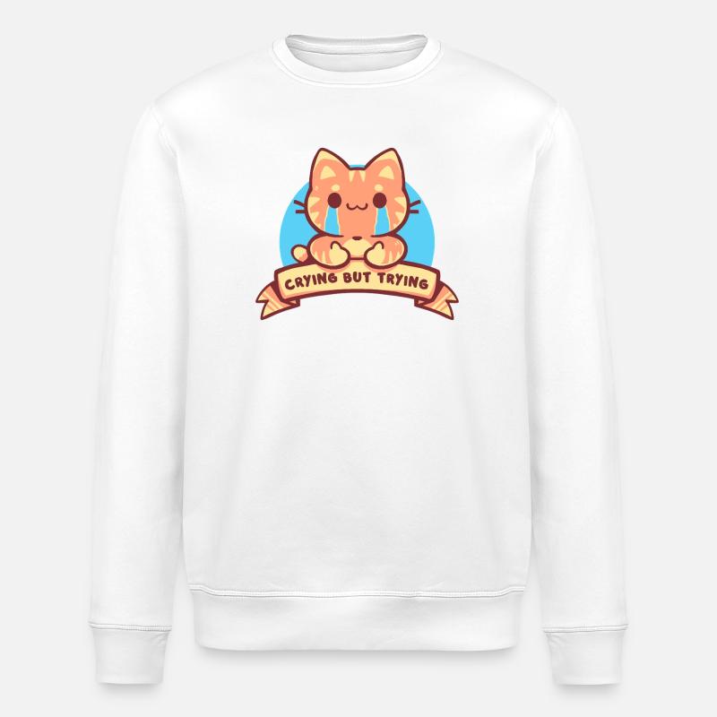 Crying but Trying - Stanley/Stella ROLLER Unisex Organic Sweatshirt - white