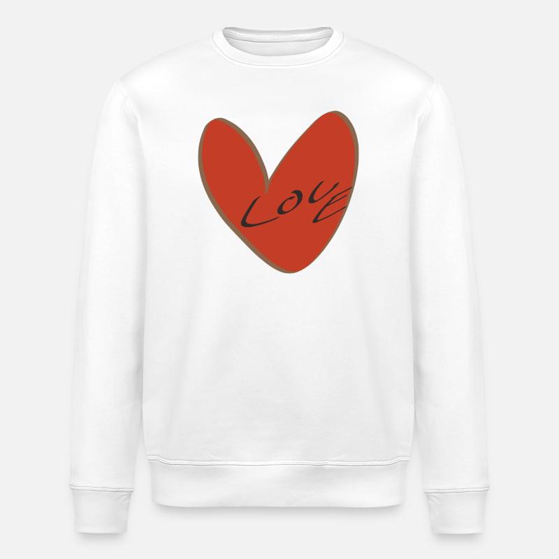 Rotes Herz mit Liebesschrift - Stanley/Stella Unisex Bio-Sweatshirt ROLLER - Weiß