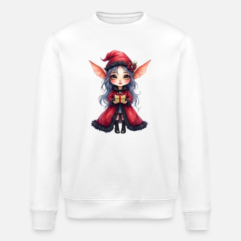 Rote Mantel-Weihnachtsfee - Stanley/Stella Unisex Bio-Sweatshirt ROLLER - Weiß