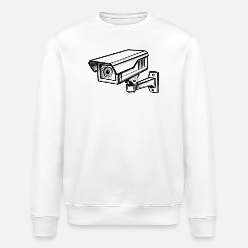 Security Camera Security - Illusionration - Stanley/Stella ROLLER Unisex Organic Sweatshirt - white