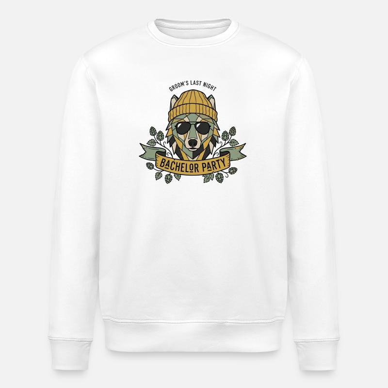 Wolfsmaske Bachelor Party Design - Stanley/Stella Unisex Bio-Sweatshirt ROLLER - Weiß