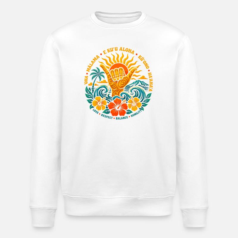 Aloha Shaka Werte - Stanley/Stella Unisex Bio-Sweatshirt ROLLER - Weiß