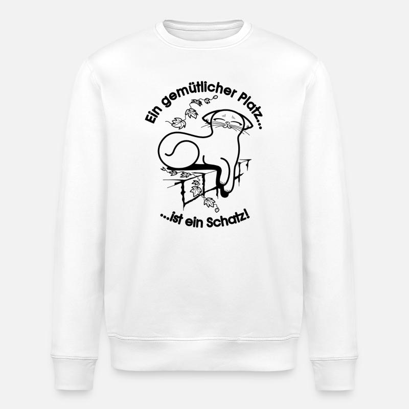 Gemütliche Katze - Stanley/Stella Unisex Bio-Sweatshirt ROLLER - Weiß