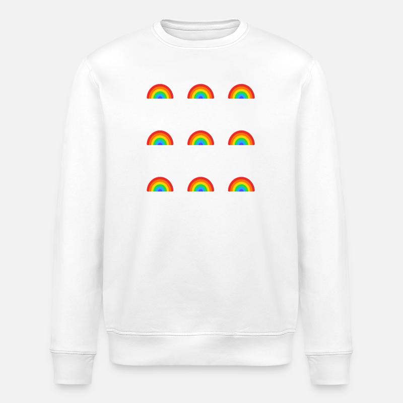 Rainbow Pattern - Happy Pride - Stanley/Stella ROLLER Unisex Organic Sweatshirt - white
