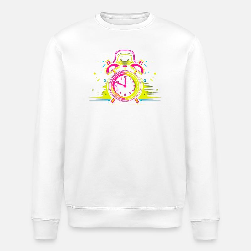 Alarm Clock Synthwave - Stanley/Stella ROLLER Unisex Organic Sweatshirt - white