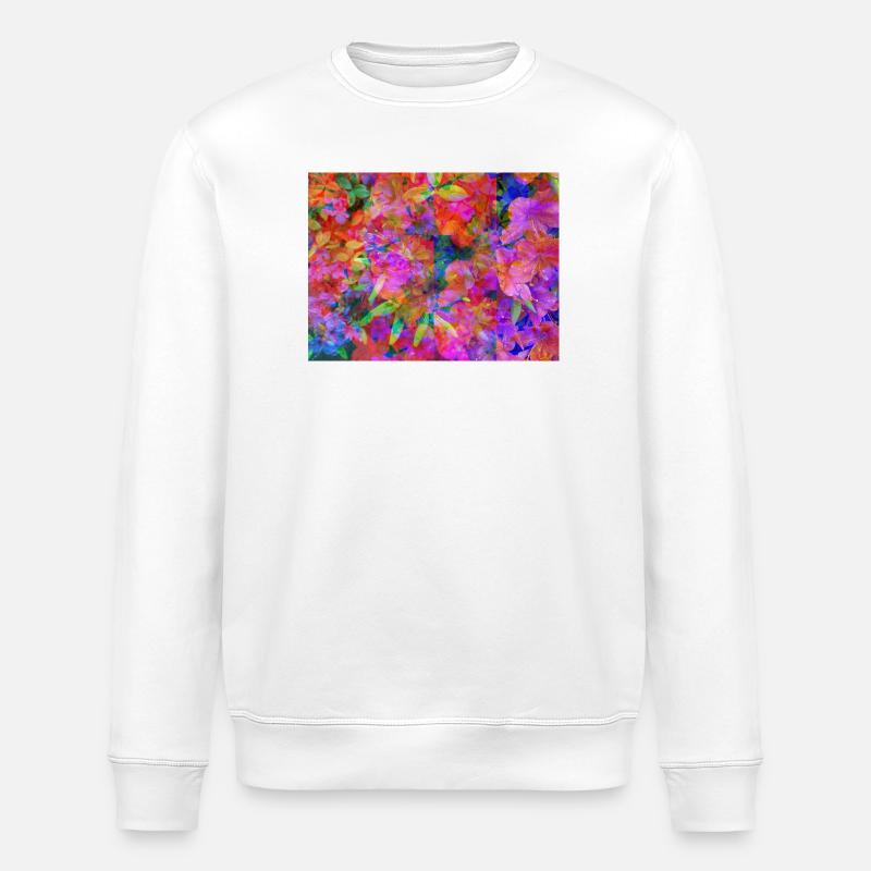 Farbexplosion Blüten-Collage - Stanley/Stella Unisex Bio-Sweatshirt ROLLER - Weiß