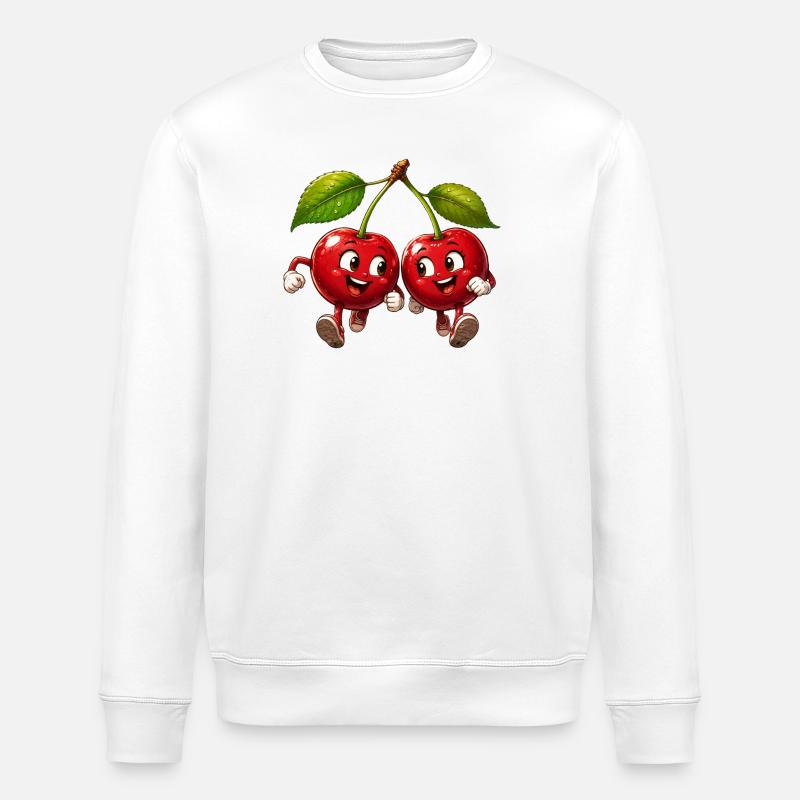 Friendly cherries - Stanley/Stella ROLLER Unisex Organic Sweatshirt - white