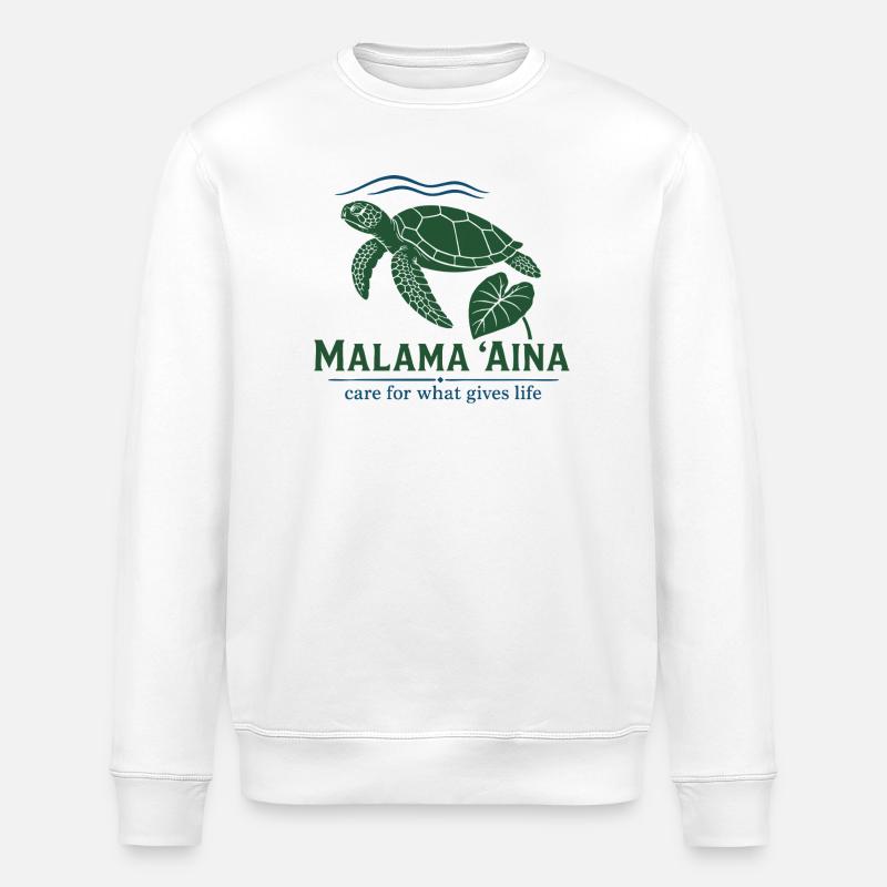Malama Aina Turtle - Stanley/Stella ROLLER Unisex Organic Sweatshirt - white