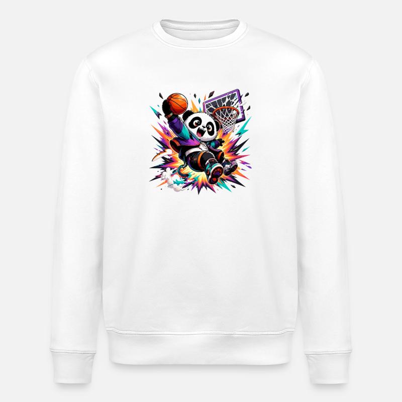 Panda Slam Dunk Neon - Stanley/Stella ROLLER Unisex Organic Sweatshirt - white