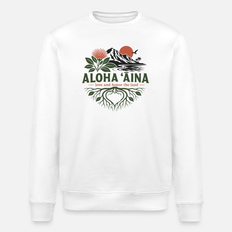 Aloha Aina Roots - Sweat bio ROLLER Stanley/Stella Unisexe - blanc