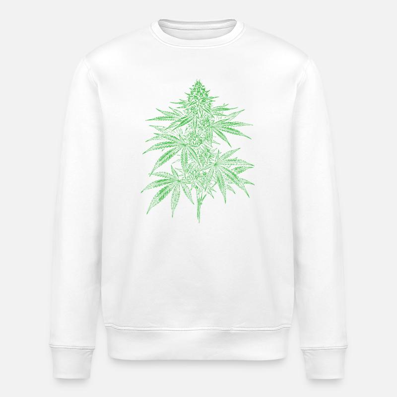 Grünes Cannabisblatt - Stanley/Stella Unisex Bio-Sweatshirt ROLLER - Weiß