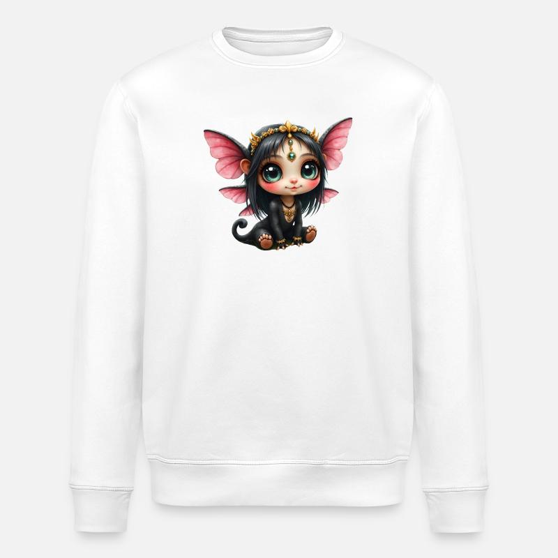 Chibi-Schmetterlingsfee mit Juwelen - Stanley/Stella Unisex Bio-Sweatshirt ROLLER - Weiß