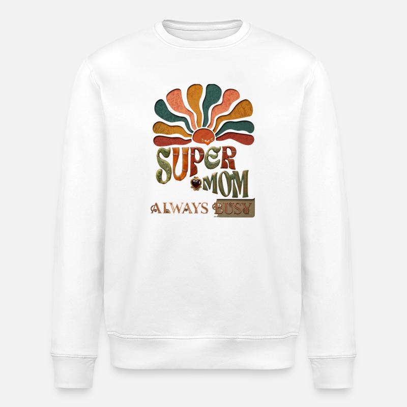 Supermom mit Sonnenstrahlen - Stanley/Stella Unisex Bio-Sweatshirt ROLLER - Weiß