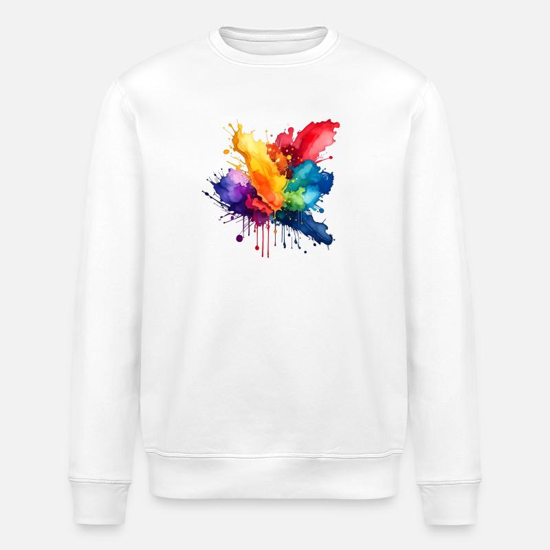 Paint Splash Explosion - Stanley/Stella ROLLER Unisex Organic Sweatshirt - white