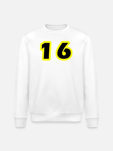 16 Number symbol - Stanley/Stella ROLLER Unisex Organic Sweatshirt - white