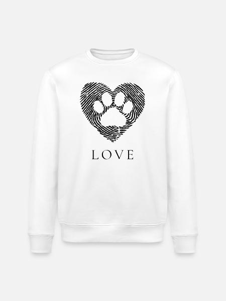 Pfotenherz Pfotenabdruck Herzdesign - Stanley/Stella Unisex Bio-Sweatshirt ROLLER - Weiß