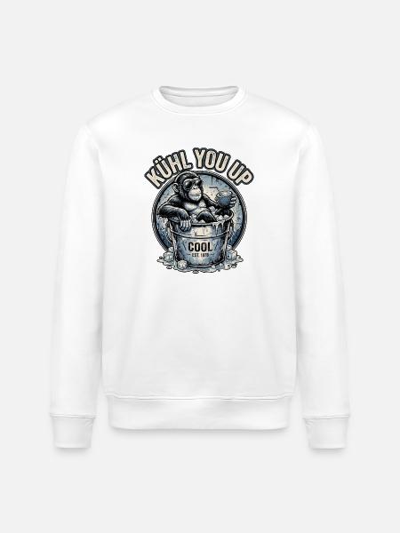 Cooler Affe Auf Eis - Stanley/Stella ROLLER Unisex Organic Sweatshirt - white