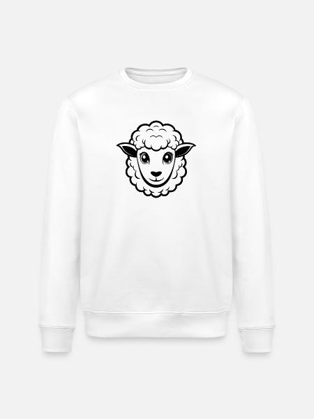 Cute sheep face - Stanley/Stella ROLLER Unisex Organic Sweatshirt - white