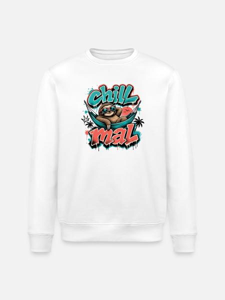 Chill Times Cool Sloth Graffiti Design - Stanley/Stella ROLLER Unisex Organic Sweatshirt - white