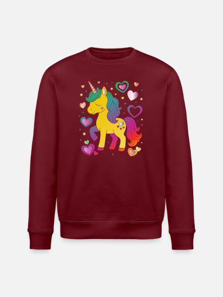 Niedliches Einhorn mit Herzen Design - Stanley/Stella Unisex Bio-Sweatshirt ROLLER - Weiß