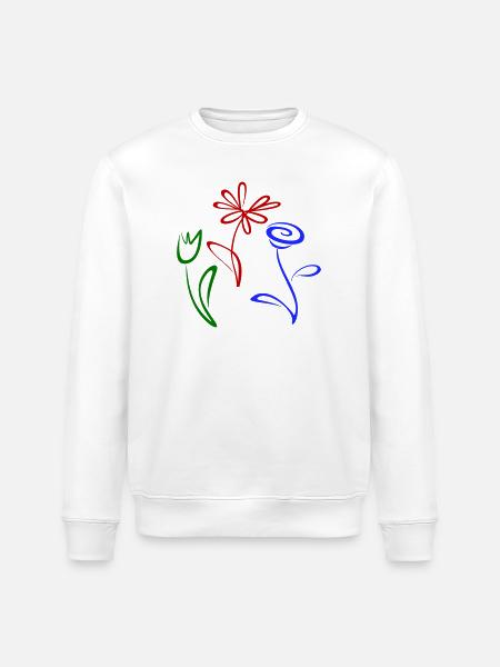 Three flowers - Stanley/Stella ROLLER Unisex Organic Sweatshirt - white