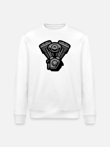 V2 Engine Block Graphics - Stanley/Stella ROLLER Unisex Organic Sweatshirt - white