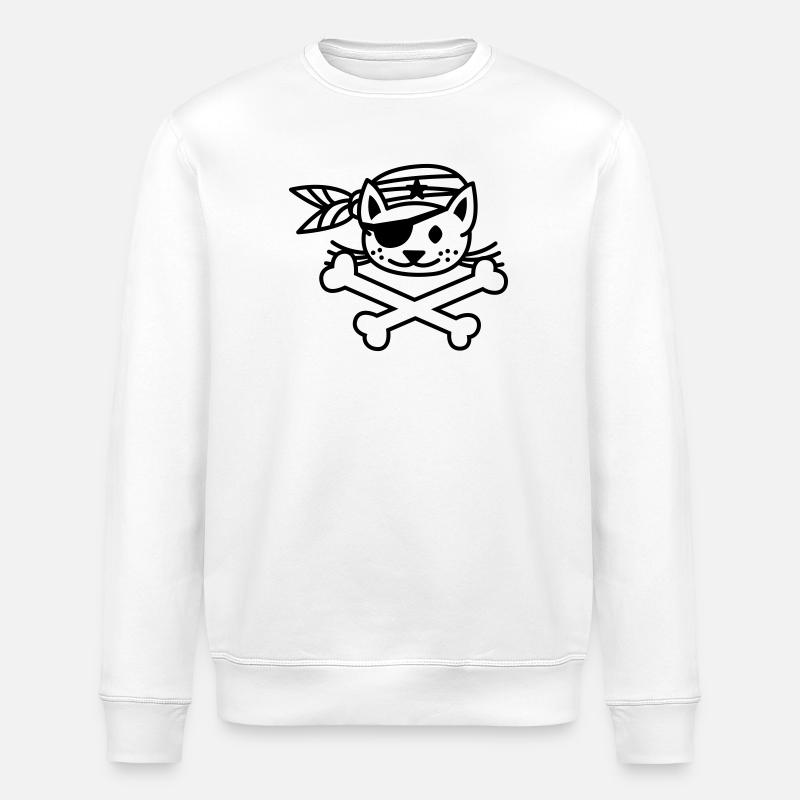 pirate kitty - Stanley/Stella Unisex Bio-Sweatshirt ROLLER - Weiß
