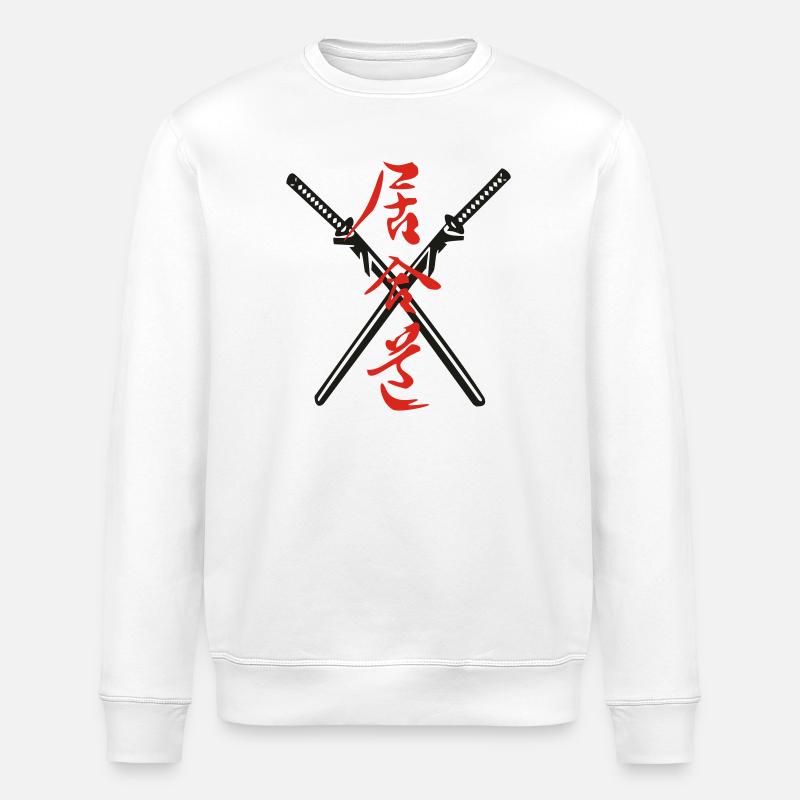 Iaido Kanji + Katana - Stanley/Stella Unisex Bio-Sweatshirt ROLLER - Weiß