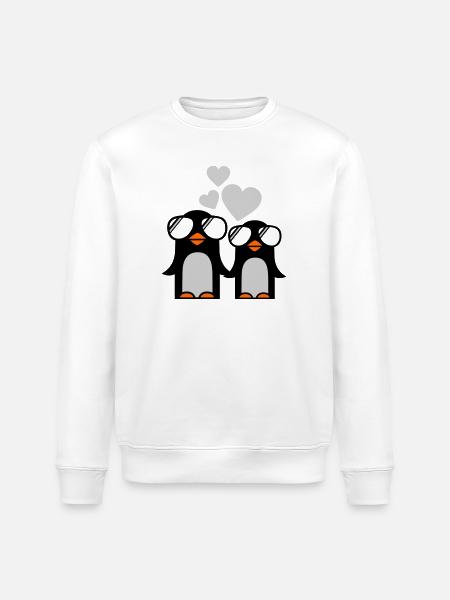 penguins fallen in love - Stanley/Stella ROLLER Unisex Organic Sweatshirt - white
