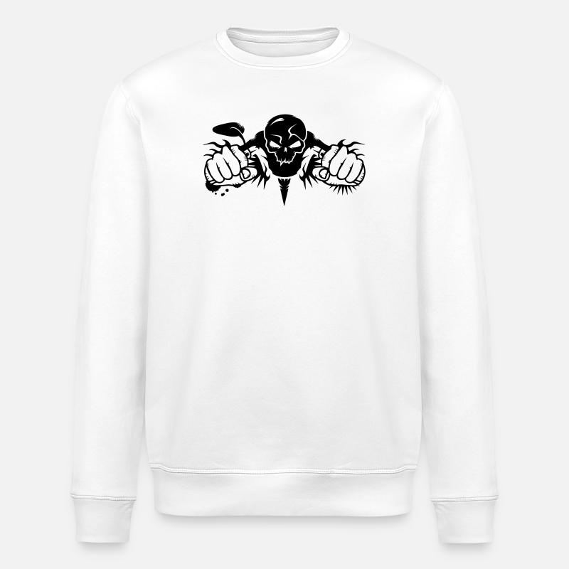 Skull Motorcycle - Stanley/Stella ROLLER Unisex Organic Sweatshirt - white