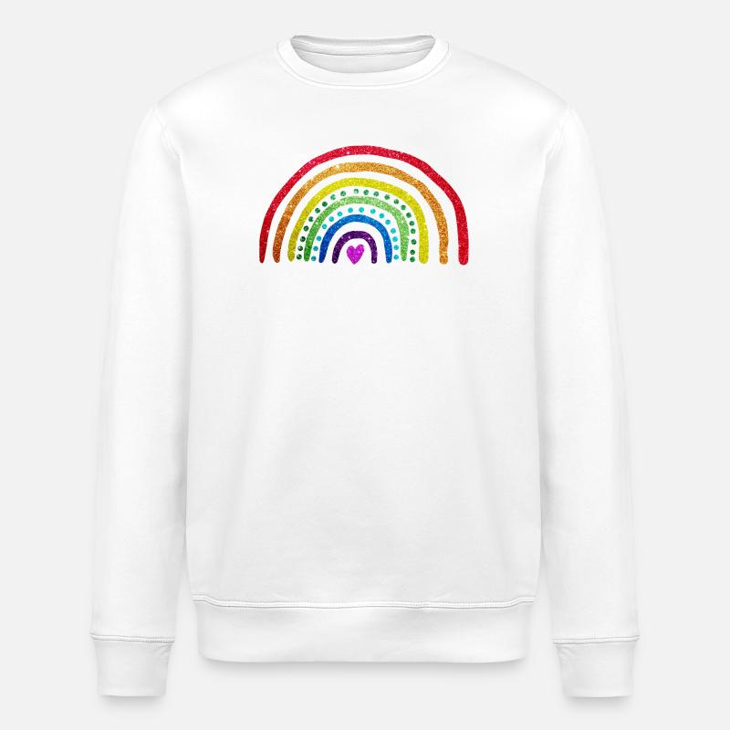 Arc en ciel paillettes - Sweat bio ROLLER Stanley/Stella Unisexe - blanc
