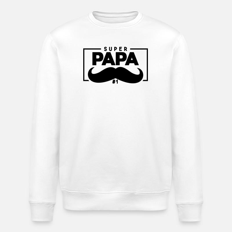 SUPERPAPA Father's Day mustache - Stanley/Stella ROLLER Unisex Organic Sweatshirt - white