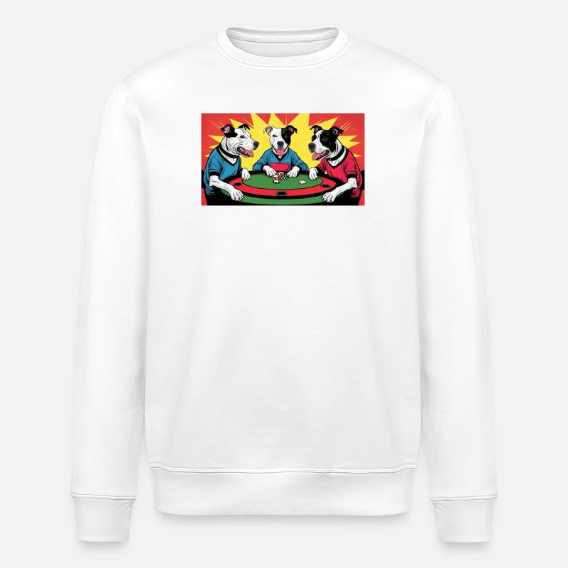Drôles de chiens « Poker » - Sweat bio ROLLER Stanley/Stella Unisexe - blanc