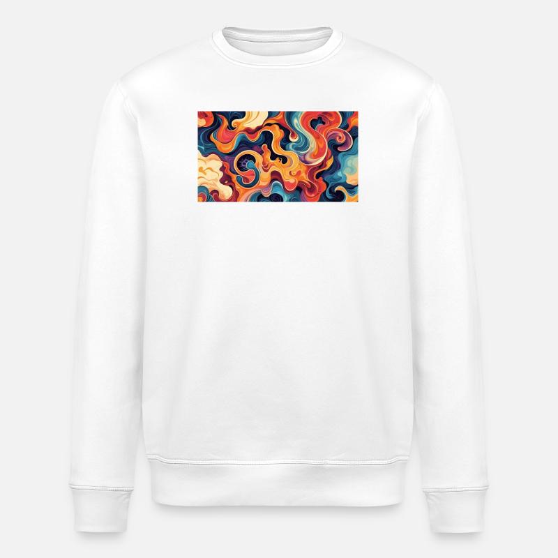 Vibrant Fluid Abstract Artwork - Stanley/Stella ROLLER Unisex Organic Sweatshirt - white
