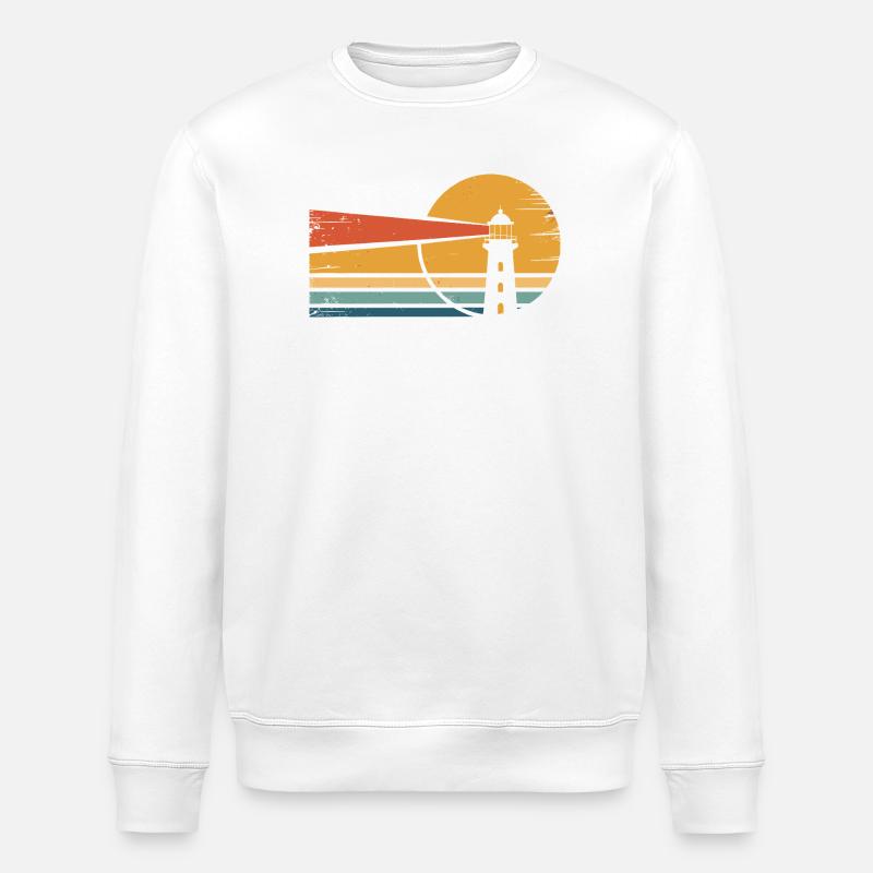 Phare Rétro Coucher de soleil - Sweat bio ROLLER Stanley/Stella Unisexe - blanc