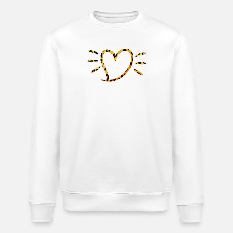 Leopard Heart with Sun Rays - Stanley/Stella ROLLER Unisex Organic Sweatshirt - white